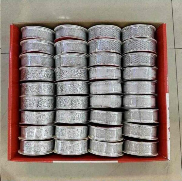 2.5CM 2.7M TASMA SWIATECZNY SILVER (XMAS-6191) (X36_OPAKOWANIE) (X864_KARTON)